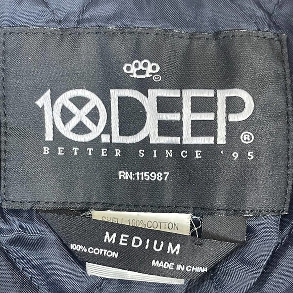 10 Deep Jacket Adult Medium Red Bomber Snap Logo Pockets Mens - Picture 8 of 13